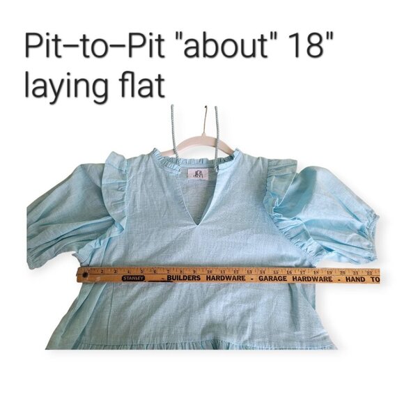 100% Cotton Icy Blue Tasseled Blouse by Anthropologie size S - Picture 3 of 8